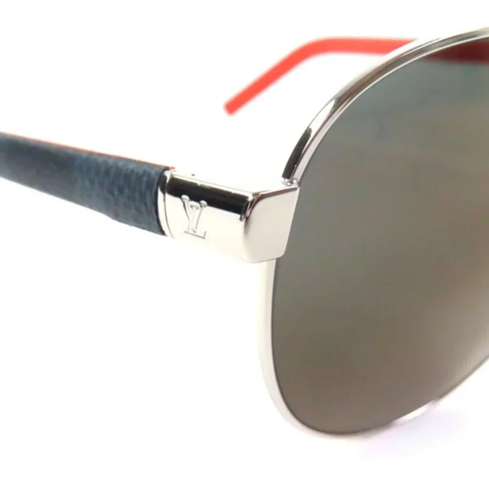 Louis Vuitton Pacific Pilot Eyewear Sunglasses Silver Orange Damier